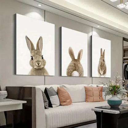 3pcs Modern & Classic Set of Rabbit Tail  Wall Art Set Canvas Unframed - High Quality Print 100% Australian Made Wall Canvas