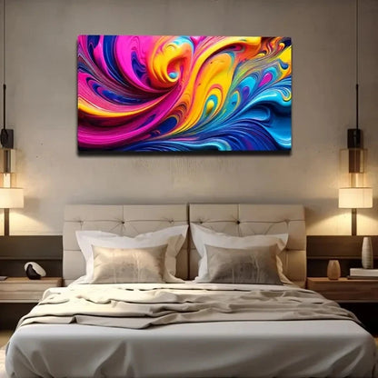Vibrant Abstract Swirl Wall Art Canvas Office Home Room Framed 120x60cm