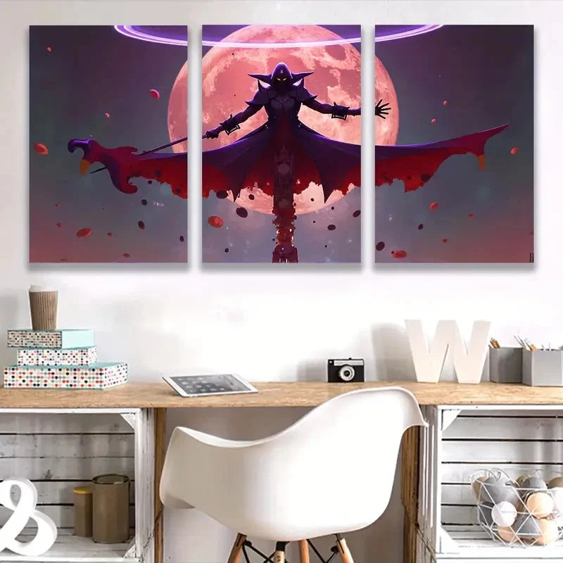3pcs Dark Sorcerer Under The Blood Moon      Wall Art Set Canvas Framed 40x60cm - High Quality Print 100% Australian Made Wall Canvas Ready to Hang - Bella Home Decor