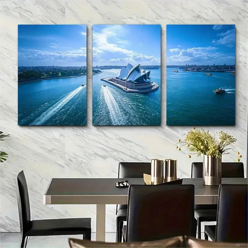 3pcs Sydney Opera Harbour Art Australia  Wall Art Set Canvas Framed 60x90cm - High Quality Print 100% Australian Made Wall Canvas Ready to Hang