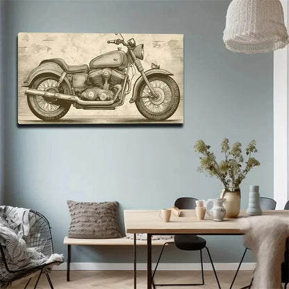 Vintage Motorcycle Wall Art Canvas Office Home Room Framed 120x60cm