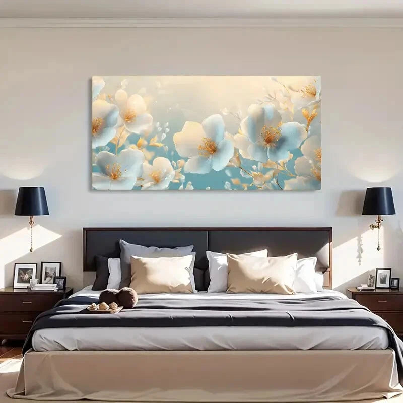 Golden Accents Elegant Blue Wall Art Canvas Office Home Room Framed 120x60cm - Bella Home Decor