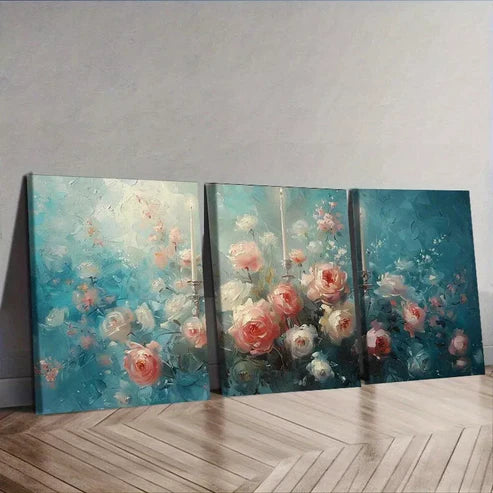 3pcs There Are Flowers On The Candelabra Wall Art Canvas Unframed - High Quality Print 100% Australian Made Wall Canvas