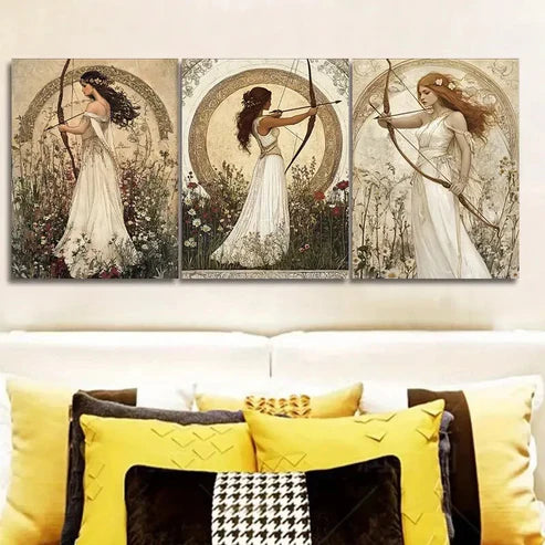 3pcs The girl with the bow and arrow Wall Art Set Canvas Unframed - High Quality Print 100% Australian Made Wall Canvas