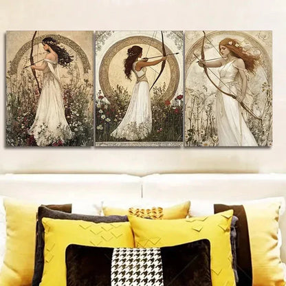 3pcs The girl with the bow and arrow Wall Art Set Canvas Unframed - High Quality Print 100% Australian Made Wall Canvas
