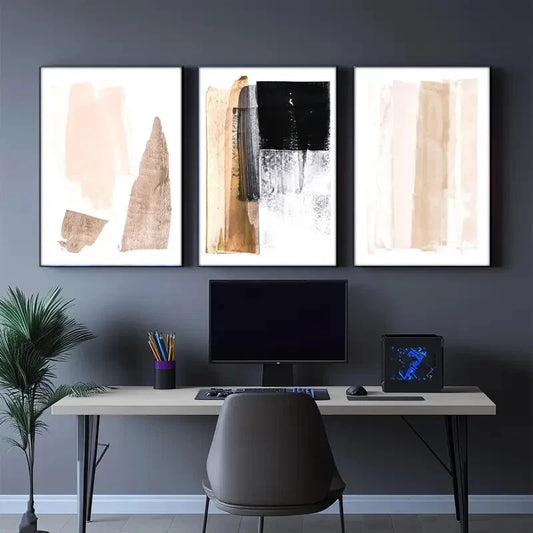 3pcs Featuring Minimalist Abstract Art Prints Metal Print Ready to Hang Art