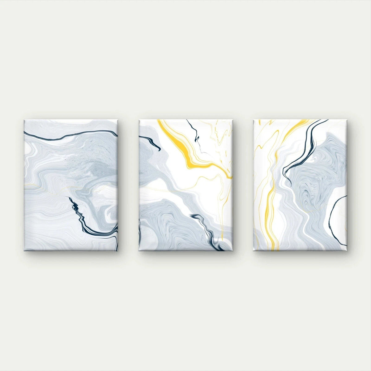3pcs Minimalist Modern Marble Fluid White, Gray Wall Art Set Canvas Framed 50x70cm - High Quality Print 100% Australian Made Wall Canvas Ready to Hang