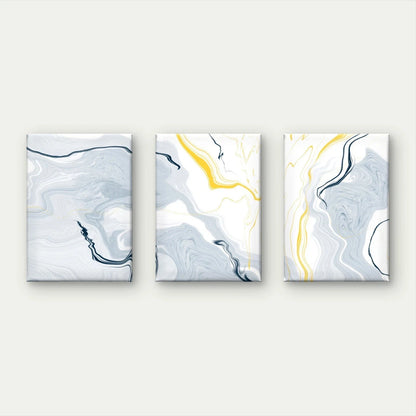 3pcs Minimalist Modern Marble Fluid White, Gray Wall Art Set Canvas Framed 50x70cm - High Quality Print 100% Australian Made Wall Canvas Ready to Hang