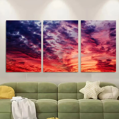 3pcs Colorful Sunset Sky Landscapes Metal Print Ready to Hang Art - Bella Home Decor