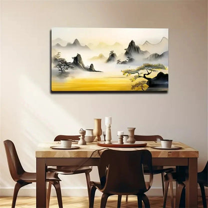 Serene Mountain & Misty Forest Wall Art Canvas Office Home Room Framed 120x60cm