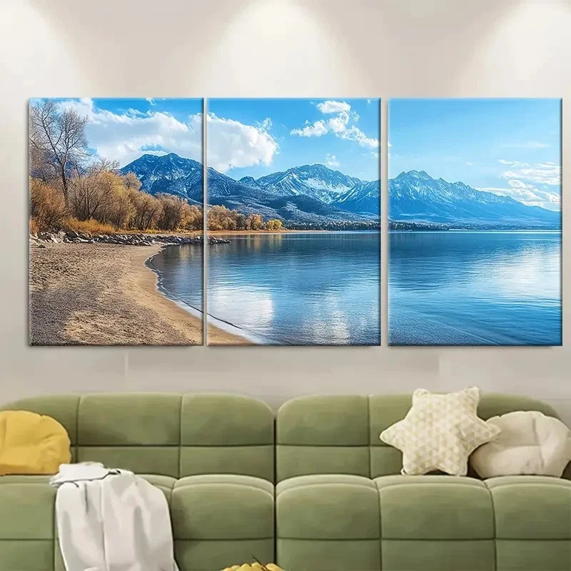 3pcs Rendezvous Beach Metal Print Ready to Hang Art