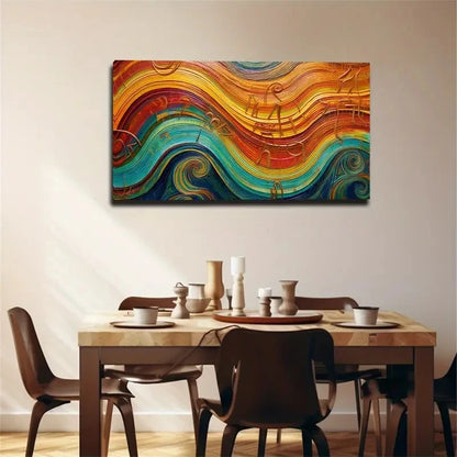 Colorful Wavy Design Musical Wall Art Canvas Office Home Room Framed 120x60cm