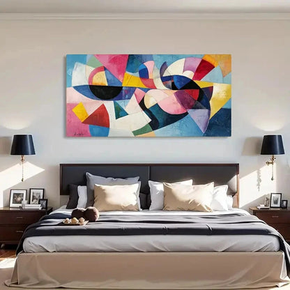 Abstract Geometric Colorful Wall Art Canvas Office Home Room Framed 120x60cm - Bella Home Decor