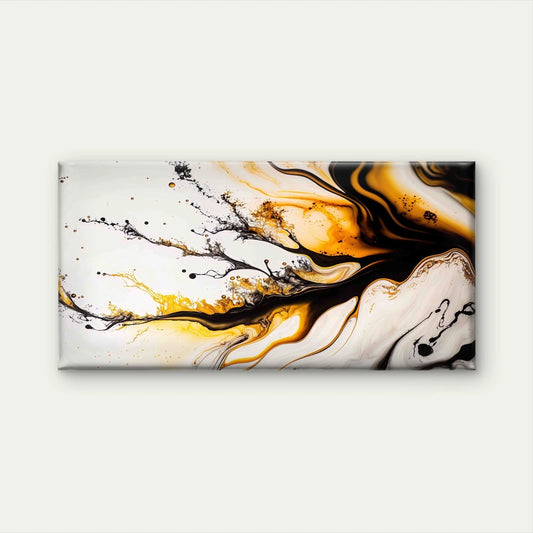 Abstract Art White Gold Black Wall Art Canvas Office Home Room Framed 120x60cm