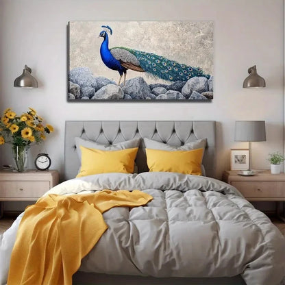 A Beautiful Peacock Suitable Wall Art Canvas Office Home Room Framed 120x60cm
