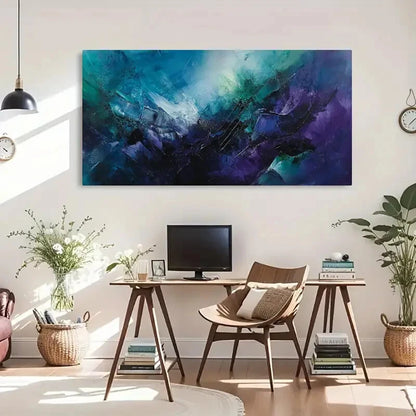 Vibrant Blue & Purple Mountain Wall Art Canvas Office Home Room Framed 120x60cm - Bella Home Decor