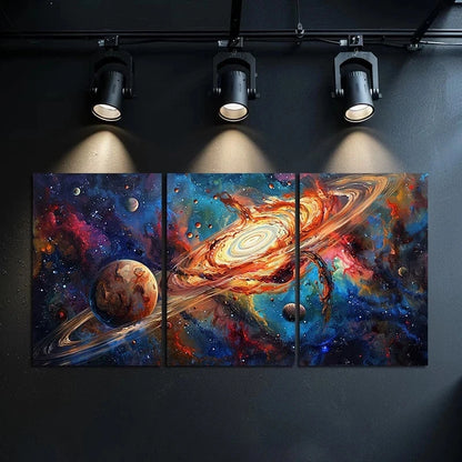 3pcs Astronomical Galaxy and Planets Design Metal Print Ready to Hang Art - Bella Home Decor