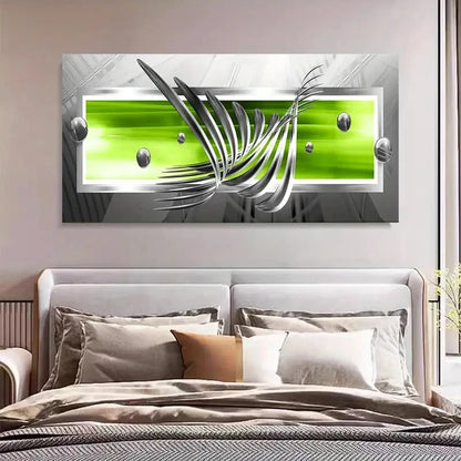 Green Fantasy Silver Wings Wall Art Canvas Office Home Room Framed 120x60cm - Bella Home Decor