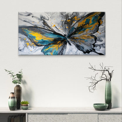 Modern Abstract Fluid Art Butterfly Wall Art Canvas Office Home Framed 120x60cm