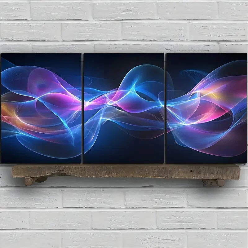 3pcs Beautiful Lines Purple Themed Metal Print Ready to Hang Art - Bella Home Decor