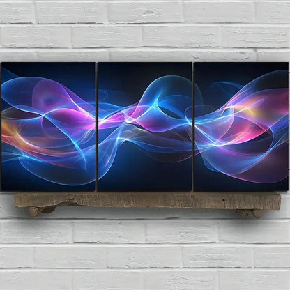 3pcs Beautiful Lines Purple Themed Metal Print Ready to Hang Art - Bella Home Decor
