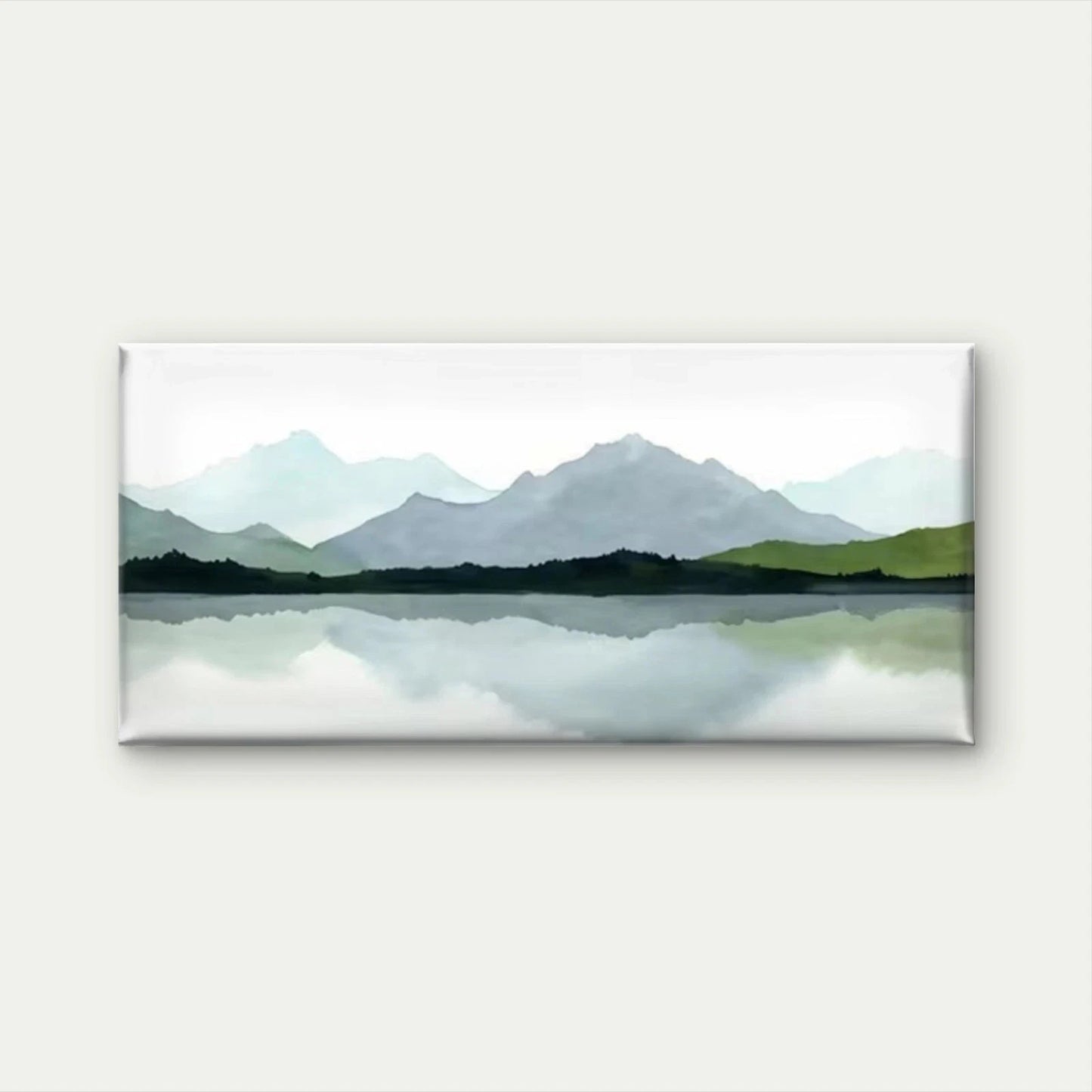 Mountain Lake Reflection Wall Art Canvas Office Home Room Framed 120x60cm