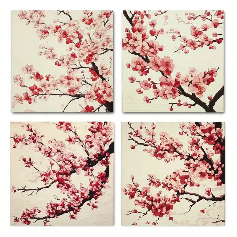 Elegant Pink & White FlowersWall Art Canvas Framed