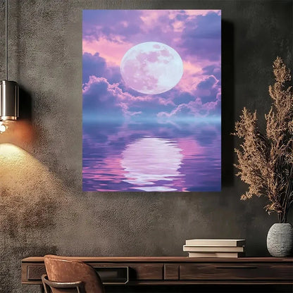 Beautiful Full Moon Serenity Painting 40x60cm Metal Print Ready to Hang - Bella Home Decor
