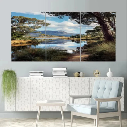 3pcs Tasmania Wilderness Reserve Australia Wall Art Set Canvas Framed 50x70cm - High Quality Print 100% Australian Made Wall Canvas Ready to Hang