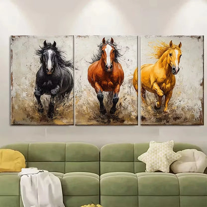 3pcs Horse Painting Metal Print Ready to Hang Art