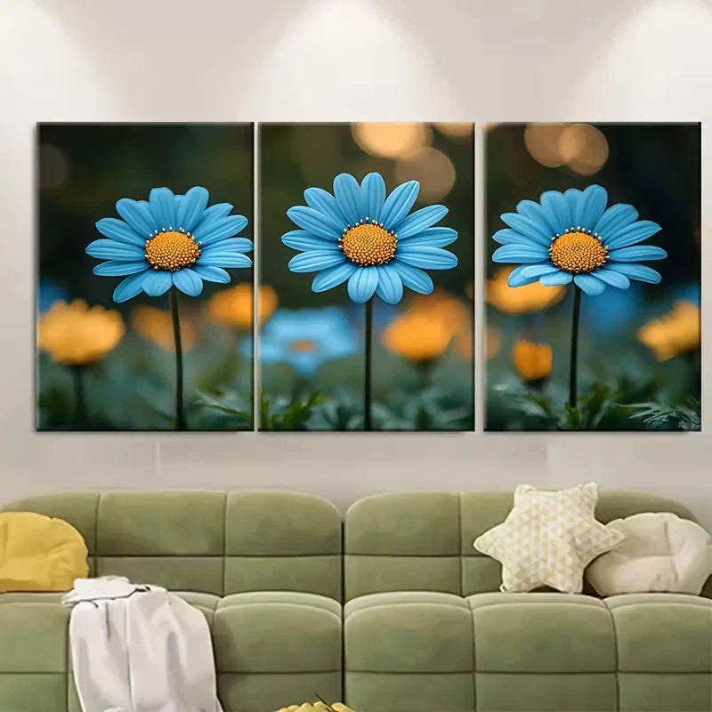 3pcs Wild Daisy Botanical Metal Print Ready to Hang Art
