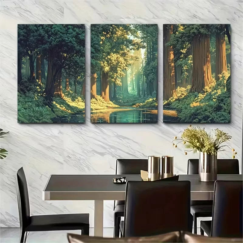 3pcs Humboldt Redwoods State Park Metal Print Ready to Hang Art