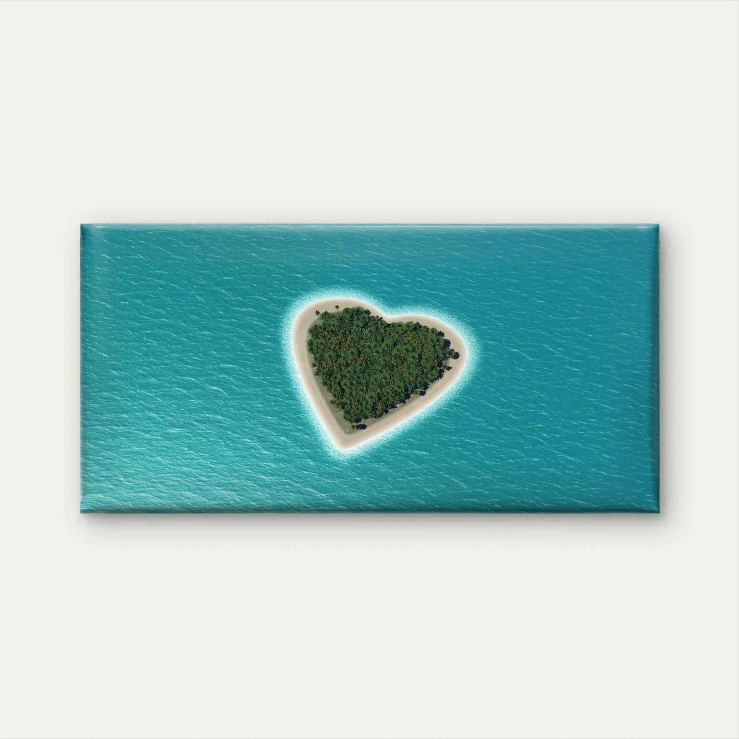Paradise Island Form Heart Wall Art Canvas Office Home Room Framed 120x60cm
