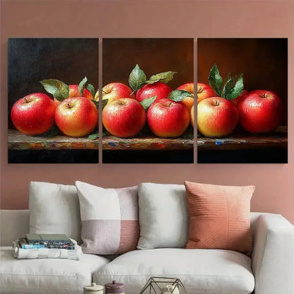 3pcs Apple Fruit Still Life Kitchen Metal Print Ready to Hang Art - Bella Home Decor