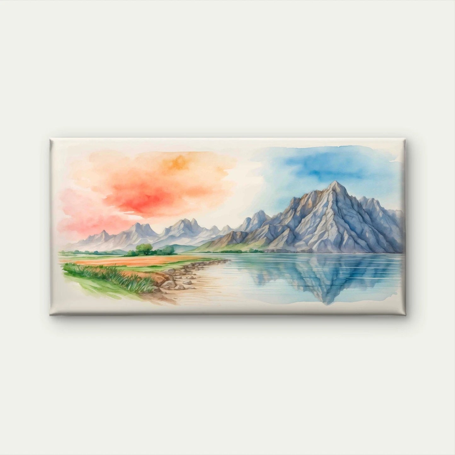 Watercolor Natural Landscapes Wall Art Canvas Office Home Room Framed 120x60cm