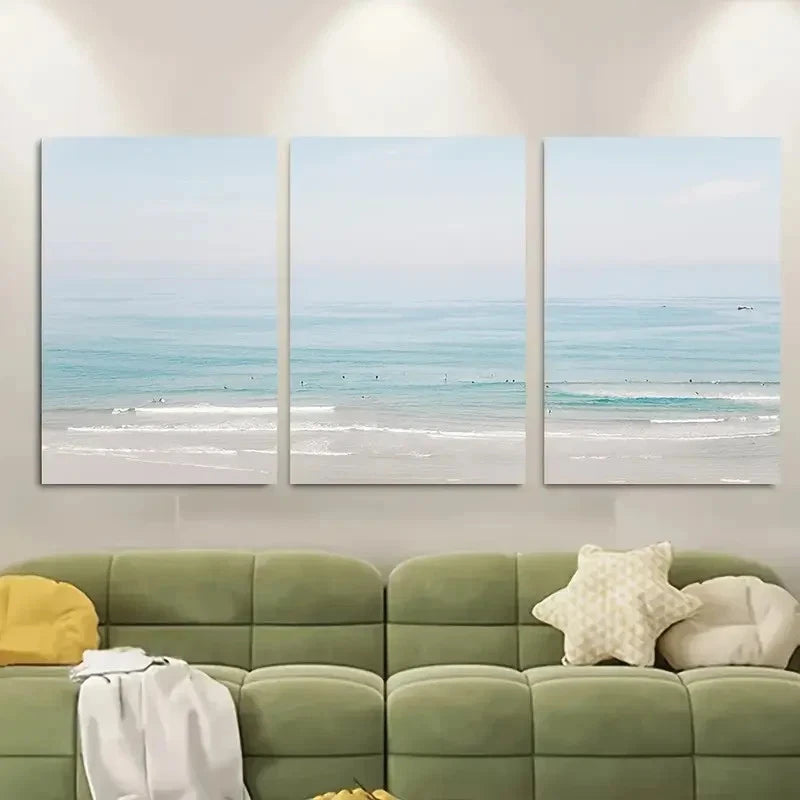 3pcs Coastal Beach Art Ocean Metal Print Ready to Hang Art - Bella Home Decor