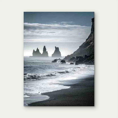Iceland'S Black Sand Metal Print Ready to Hang
