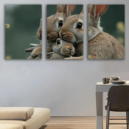 3pcs Spray-Painted Rabbit Trio Metal Print Ready to Hang Art