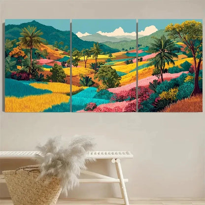 3pcs Sumba Mountain Park Sumba Island Indonesia Wall Art Set Canvas Framed 40x60cm - High Quality Print 100% Australian Made Wall Canvas Ready to Hang