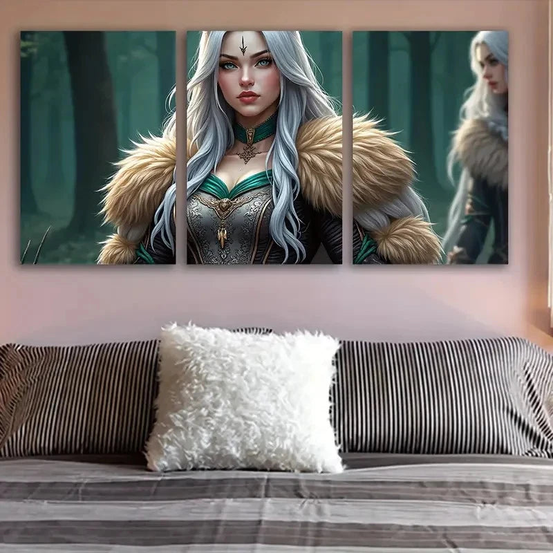 3pcs Woman In Forest Dress Wall Art Set Canvas Framed 60x90cm - High Quality Print 100% Australian Made Wall Canvas Ready to Hang