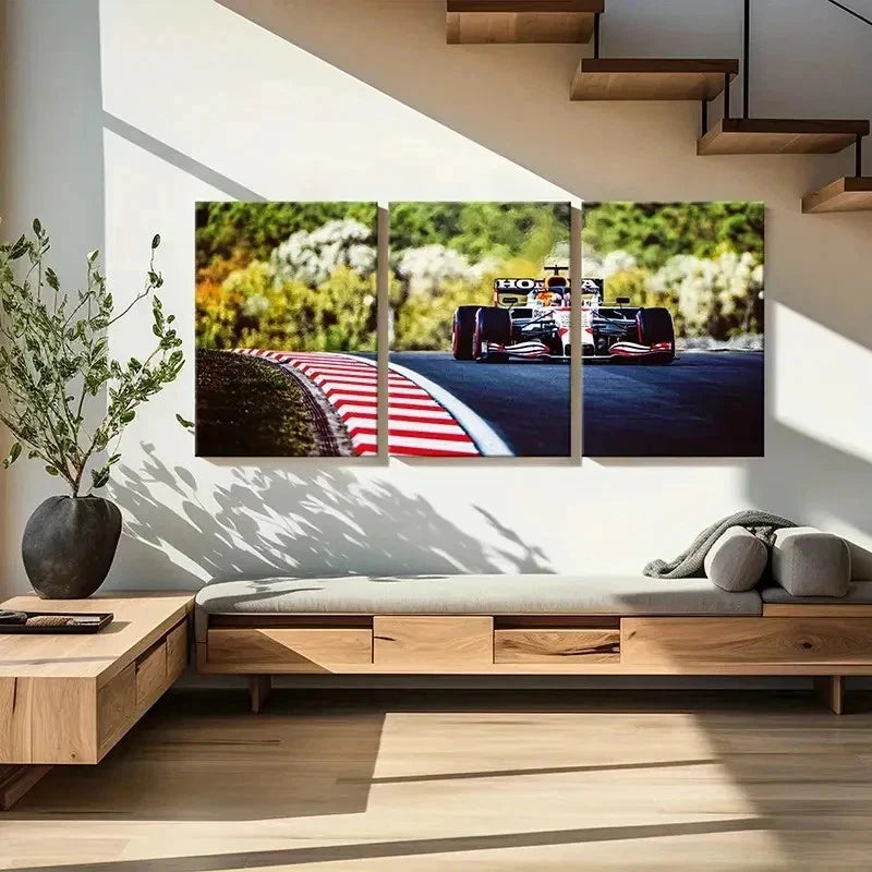 3pcs Formula One Racing Car Decoration Wall Art Set Canvas Framed 40x60cm - High Quality Print 100% Australian Made Wall Canvas Ready to Hang - Bella Home Decor
