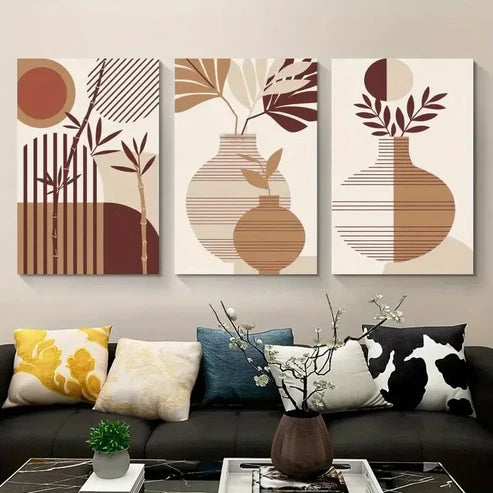 3pcs Minimalist Vase Prints Wall Art Canvas Unframed - High Quality Print 100% Australian Made Wall Canvas