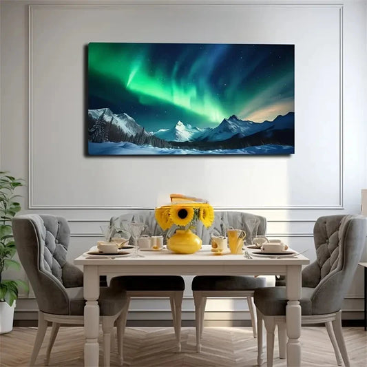 Northern Lights Aurora Borealis Wall Art Canvas Office Home Room Framed 120x60cm