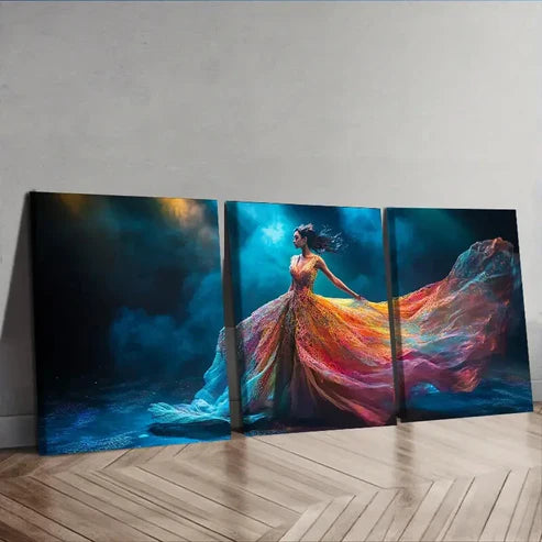3pcs Girls Dancing in the Light Wall Art Set Canvas Unframed - High Quality Print 100% Australian Made Wall Canvas