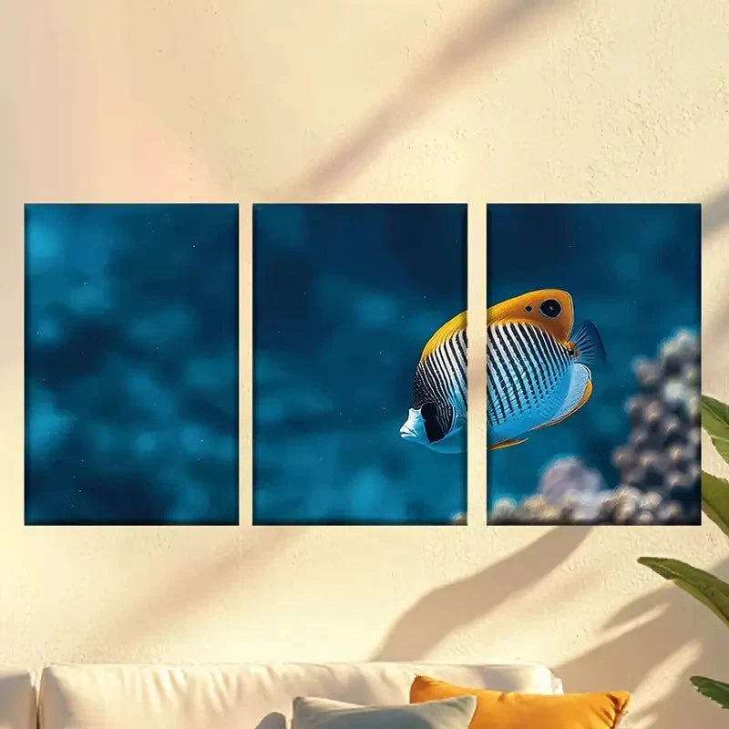 3pcs Cute Tropical Fish 60x90cm - High Quality Print 100% Australian Made Wall Canvas Ready to Hang - Bella Home Decor