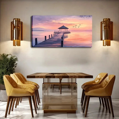 The Sky Has A Pink Purple Glow Wall Art Canvas Office Home Room Framed 120x60cm - Bella Home Decor