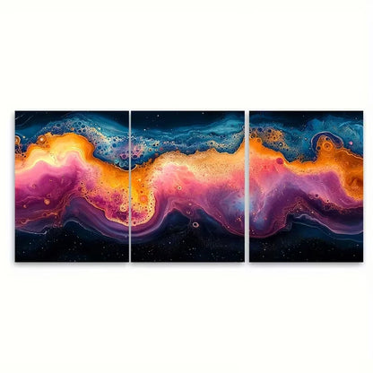 3pcs Abstract Fluid Art Marbling Metal Print Ready to Hang Art - Bella Home Decor