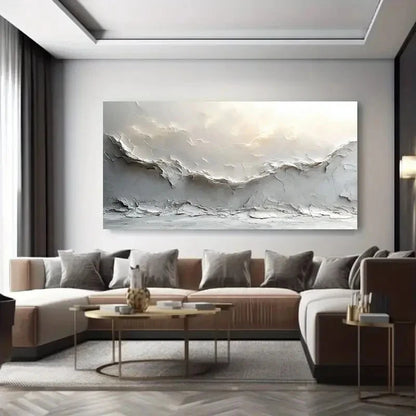 Minimalist White Textured Wall Art Canvas Office Home Room Framed 120x60cm