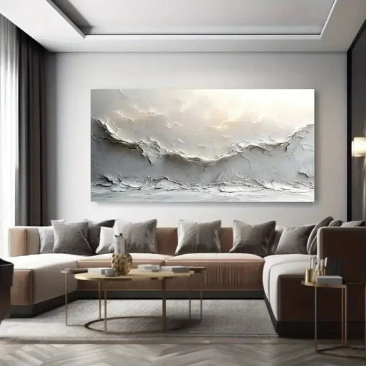Minimalist White Textured Wall Art Canvas Office Home Room Framed 120x60cm
