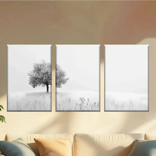 3pcs Trees in The Snow Wall Art Set Canvas Framed 60x90cm - High Quality Print 100% Australian Made Wall Canvas Ready to Hang